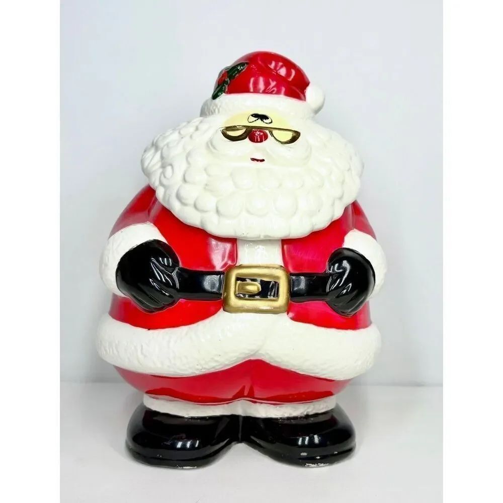 Vintage Windsor Collection Christmas Santa Cookie Jar & Lid World Bazaar Inc